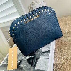 NWT Michael Kors Violet Travel Pouch/ Cosmetic Bag Navy